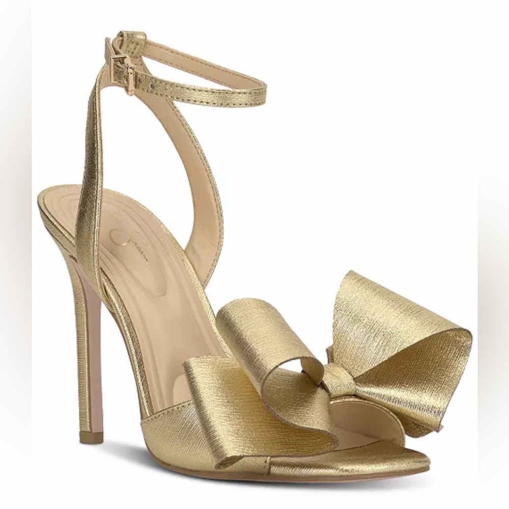Jessica Simpson Gold Bow Heels